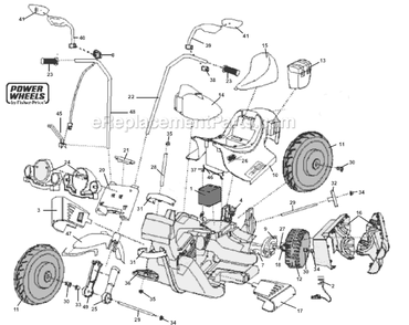 Page A Diagram and Parts List for M0412  Power Wheels Ride-On Motorcyles